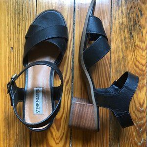 Steve Madden Rylen Black Sandals, Size 7.5